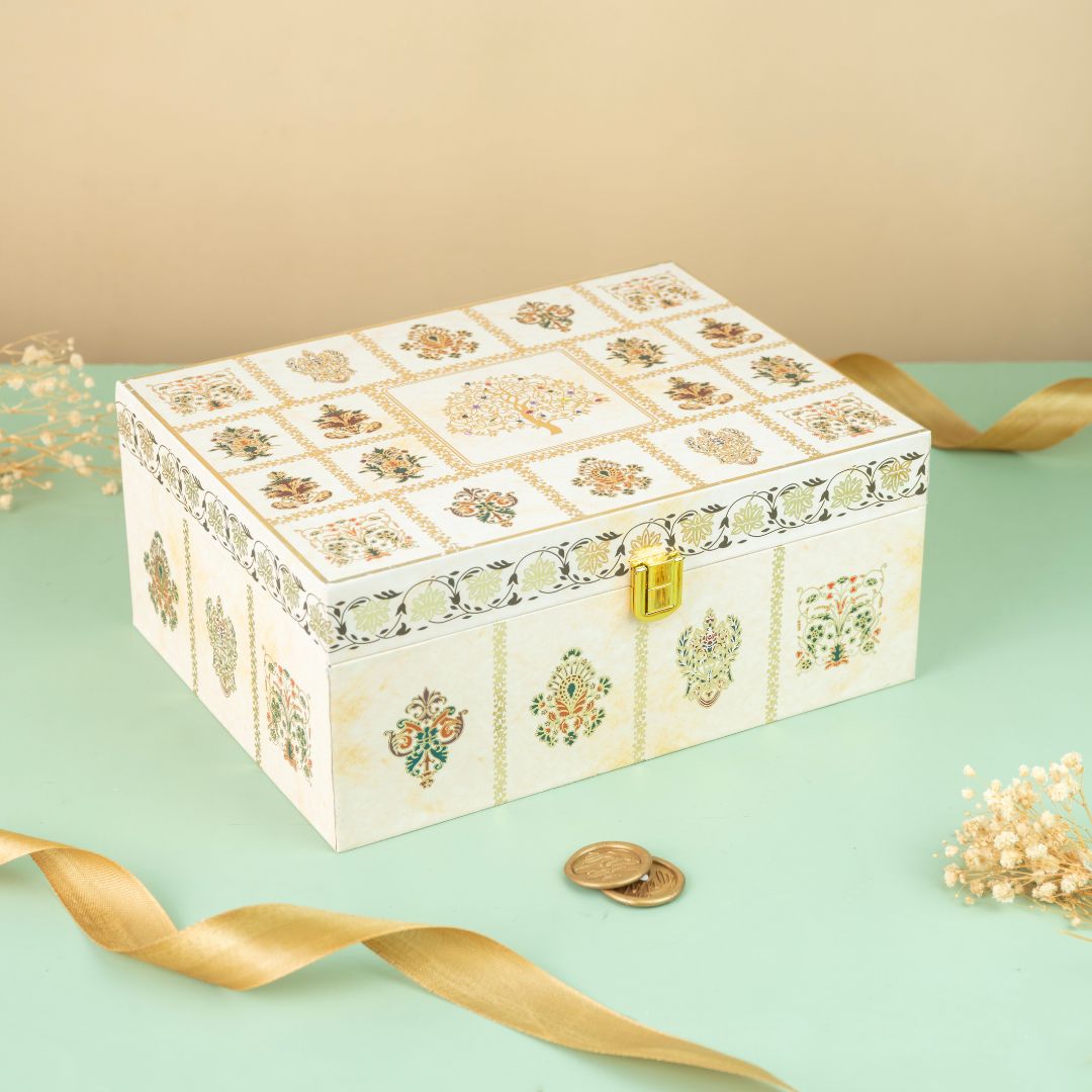 Foil Tree Print Wooden Premium Hamper Box