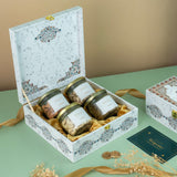 4 Jar White Marble Wooden Box