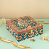4 Jar Red Floral Foil Wooden Box