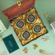 4 Jar Red Floral Foil Wooden Box