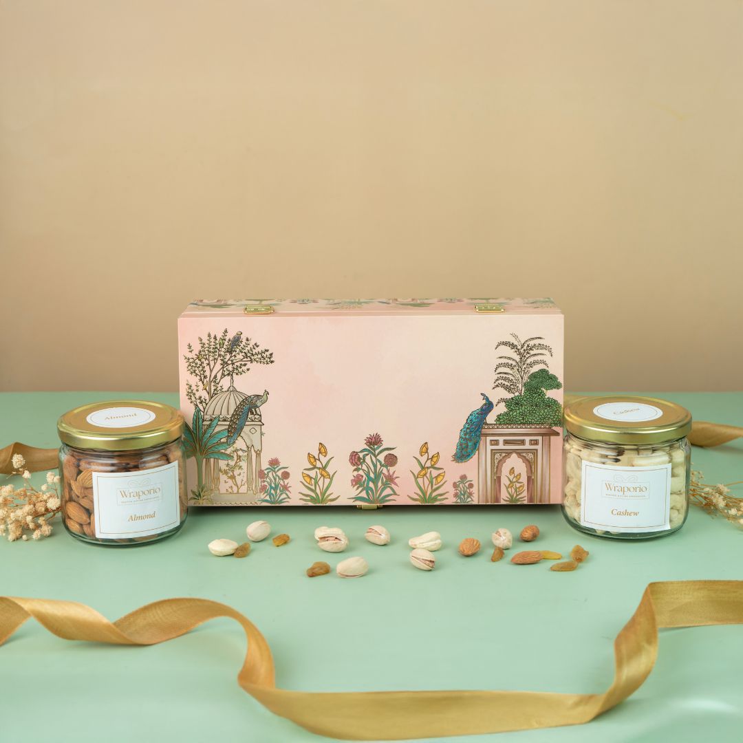 2 Jar Pink Peacock Wooden Gift Box