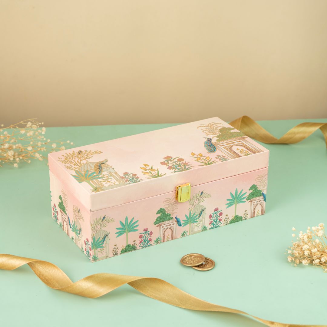 2 Jar Pink Peacock Wooden Gift Box