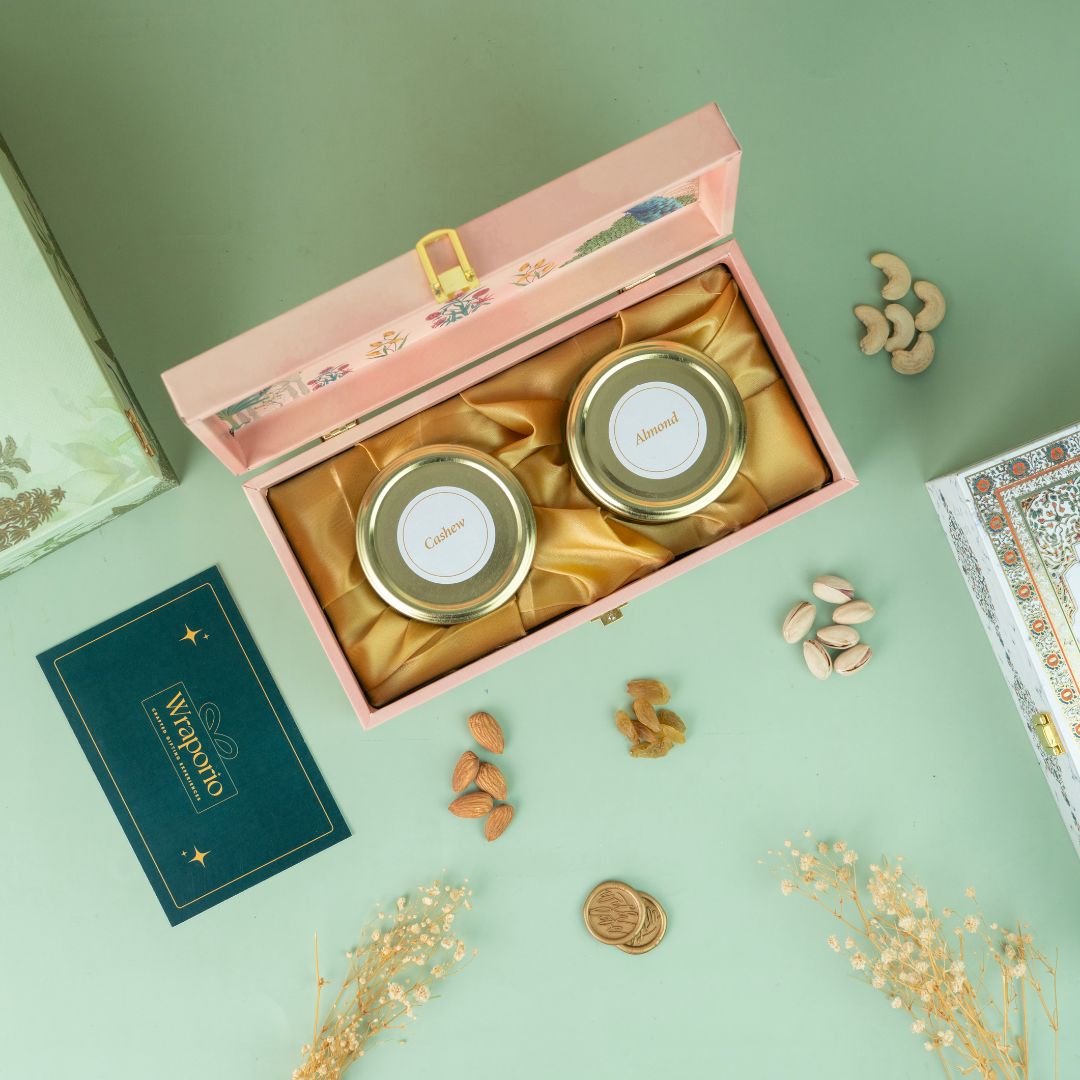 2 Jar Pink Peacock Wooden Gift Box