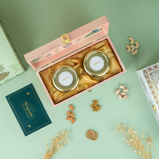 2 Jar Pink Peacock Wooden Gift Box