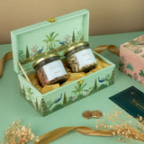 2 Jar Green Garden Theme Wooden Gift Box