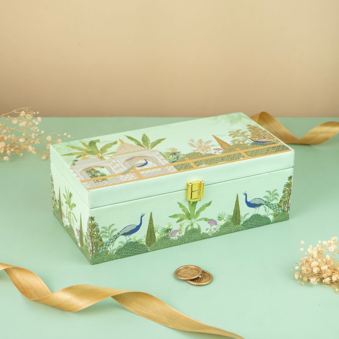 2 Jar Green Garden Theme Wooden Gift Box